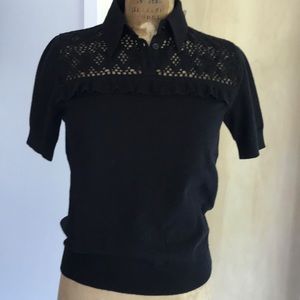 New Authentic black Bottega Veneta cashmere sweater lace top Italian size 40